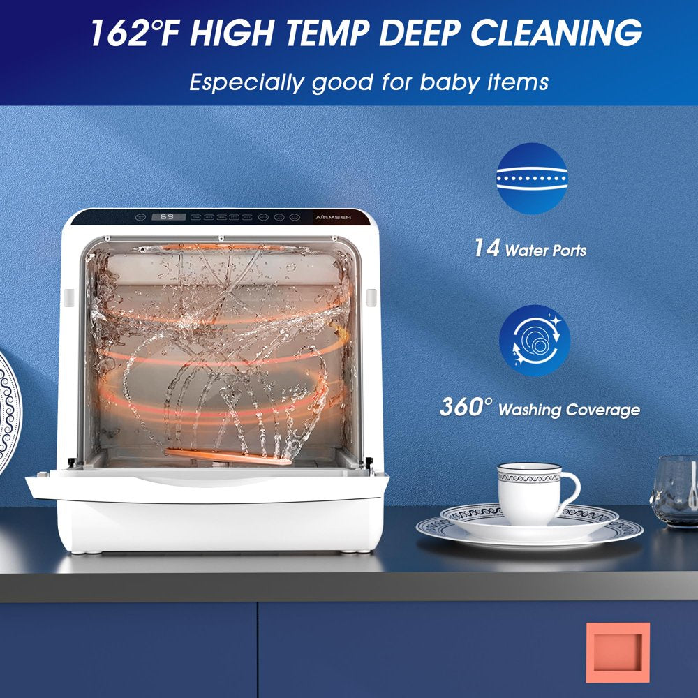 Portable Countertop Dishwasher With 5-Liter Built-In Water Tank And Air-Dry Function 5 Washing Programs