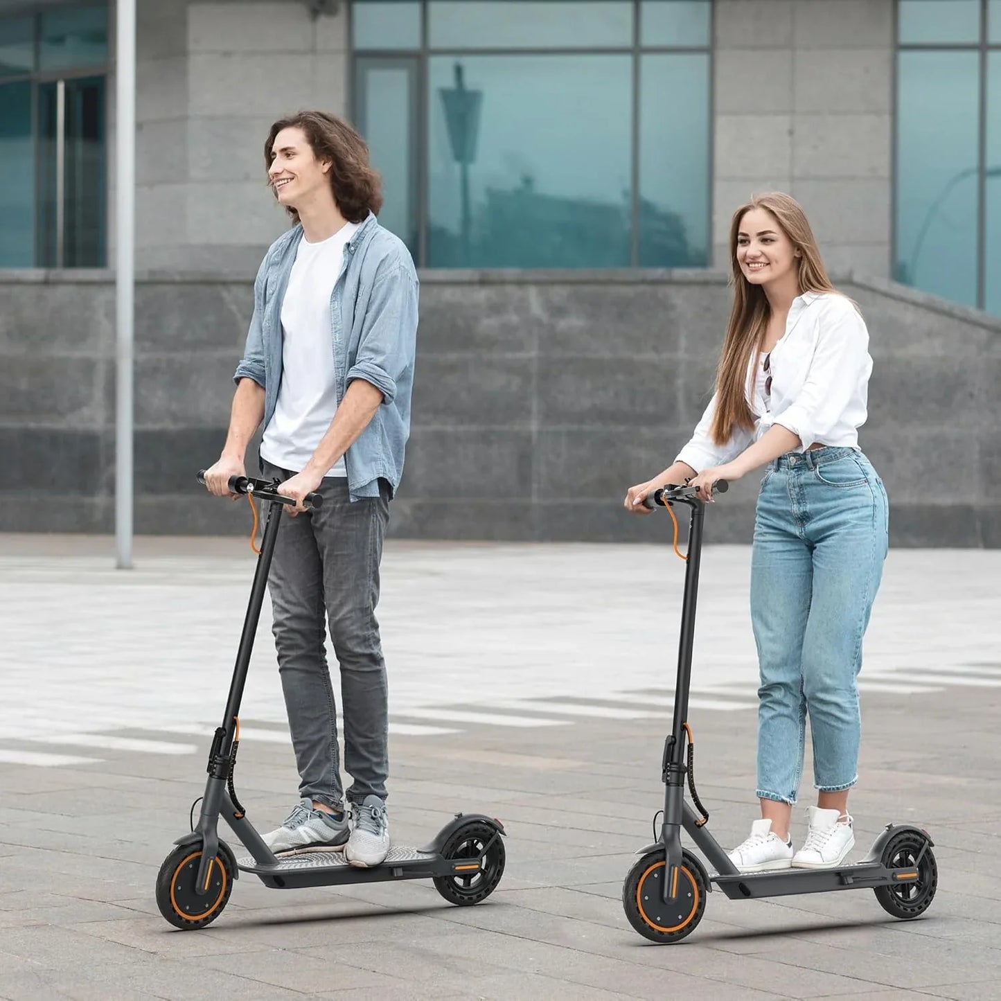 Electric Scooter, 350W/500W Powerful Motor, 8.5 In./10 In. Solid Tires, 19/22Mph, 28/21/12 Miles Range, Dual Braking