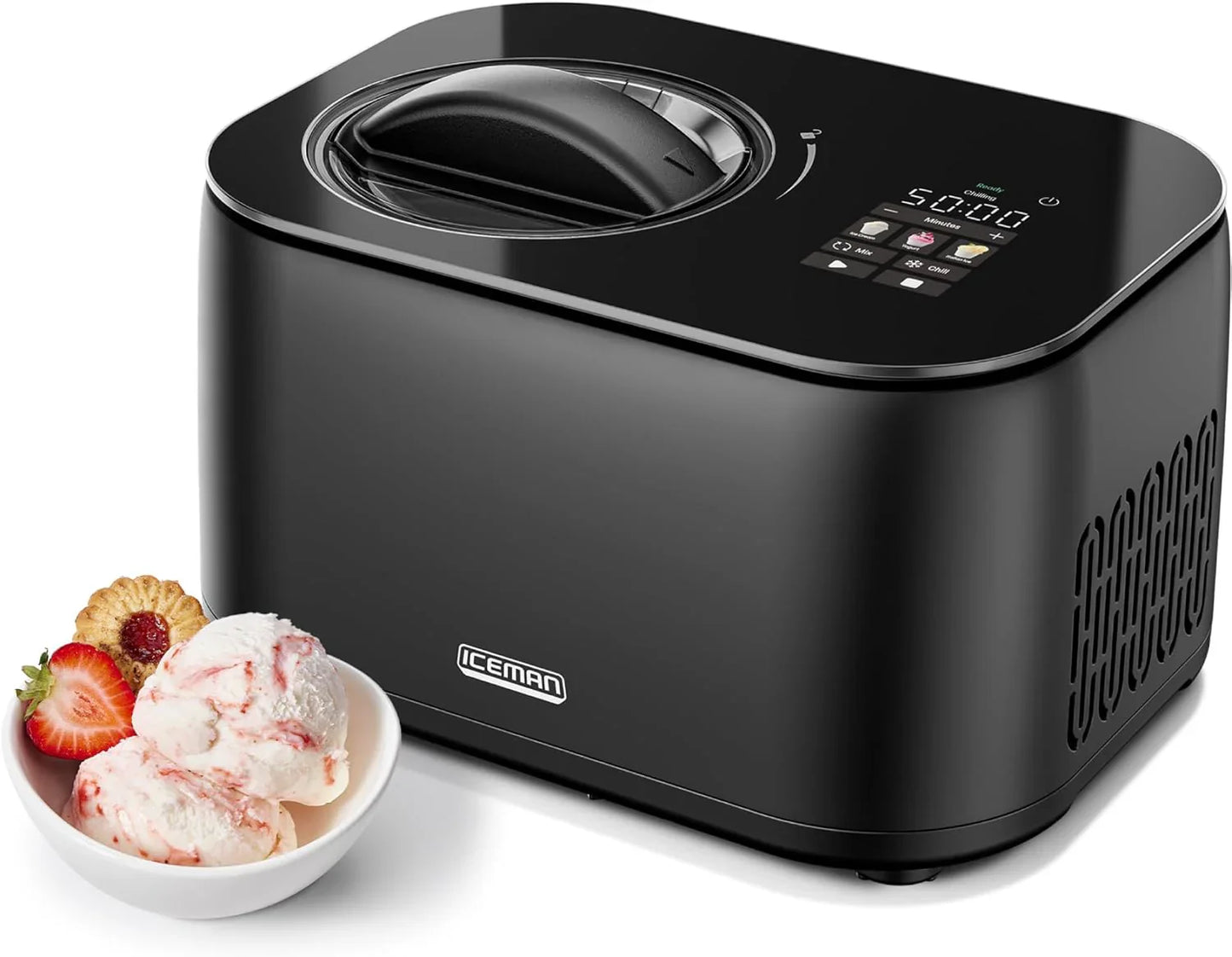 Iceman By Chefman Ice Cream Maker, No Pre-Freezing With Built-In Compressor, Makes Ice Cream, Froyo, Sorbet, Sherbet, Italian Ice, Frozen Yogurt