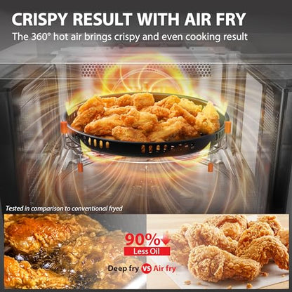 Toshiba Air Fryer Combo 8-in-1 Countertop Microwave Oven, With Convection, Broil, Odor Removal Mode, 12.4 In. Position Memory Turntable