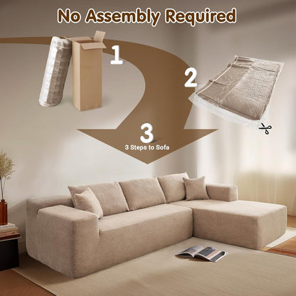 Ovios 104 In. Cloud Sectional Couch With L-Shape Chaise, Modern Modular Sofa With Deep Seat, Upholstered Couches For Living Room Bedroom
