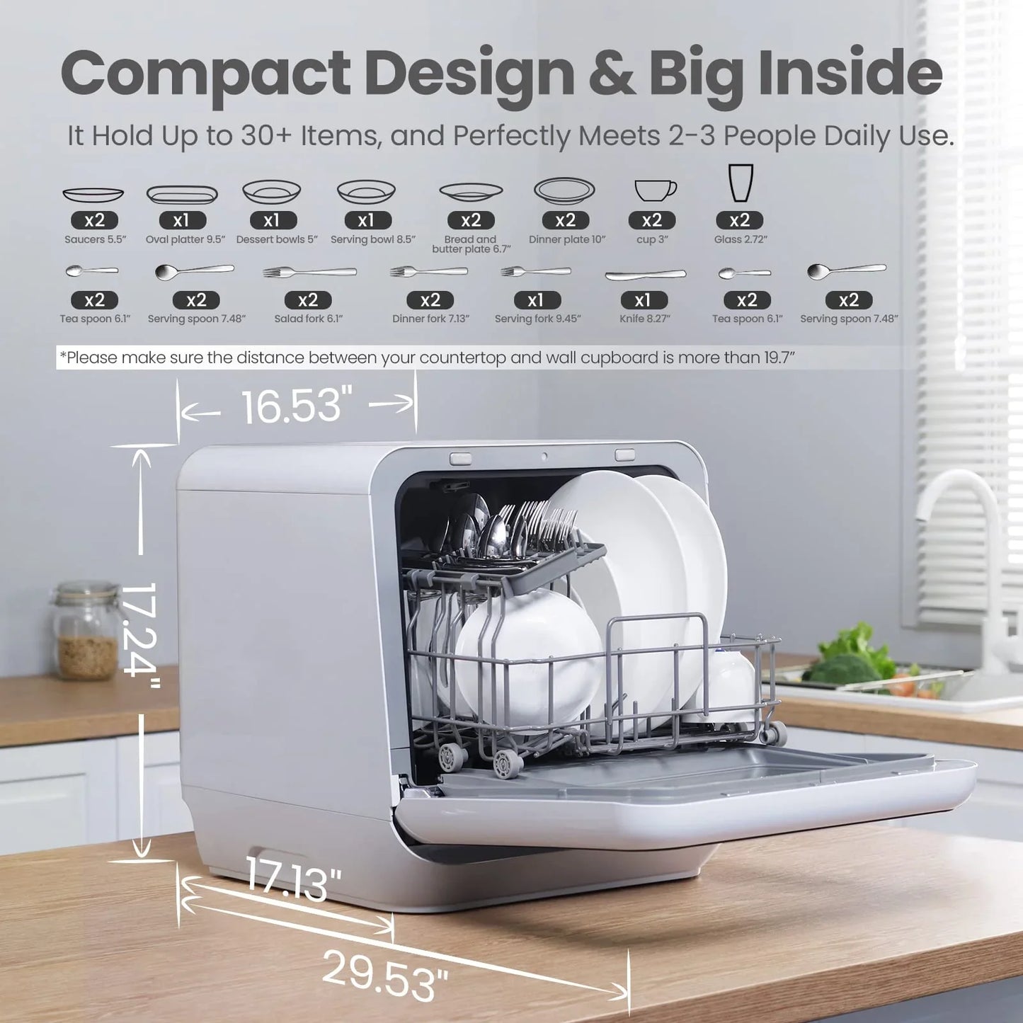 Comfee' Mini Dishwasher Countertop With 5L Water Tank