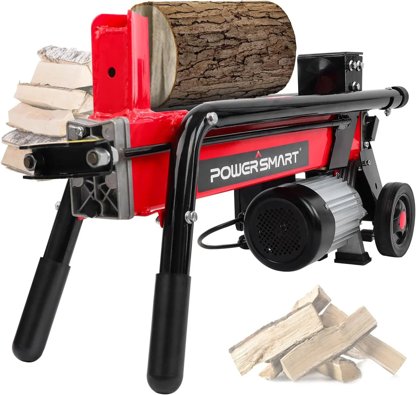 PowerSmart Electric Log Splitter 7-Ton- Efficient Wood Splitter With 3500 Motor Speed, 15 Amp
