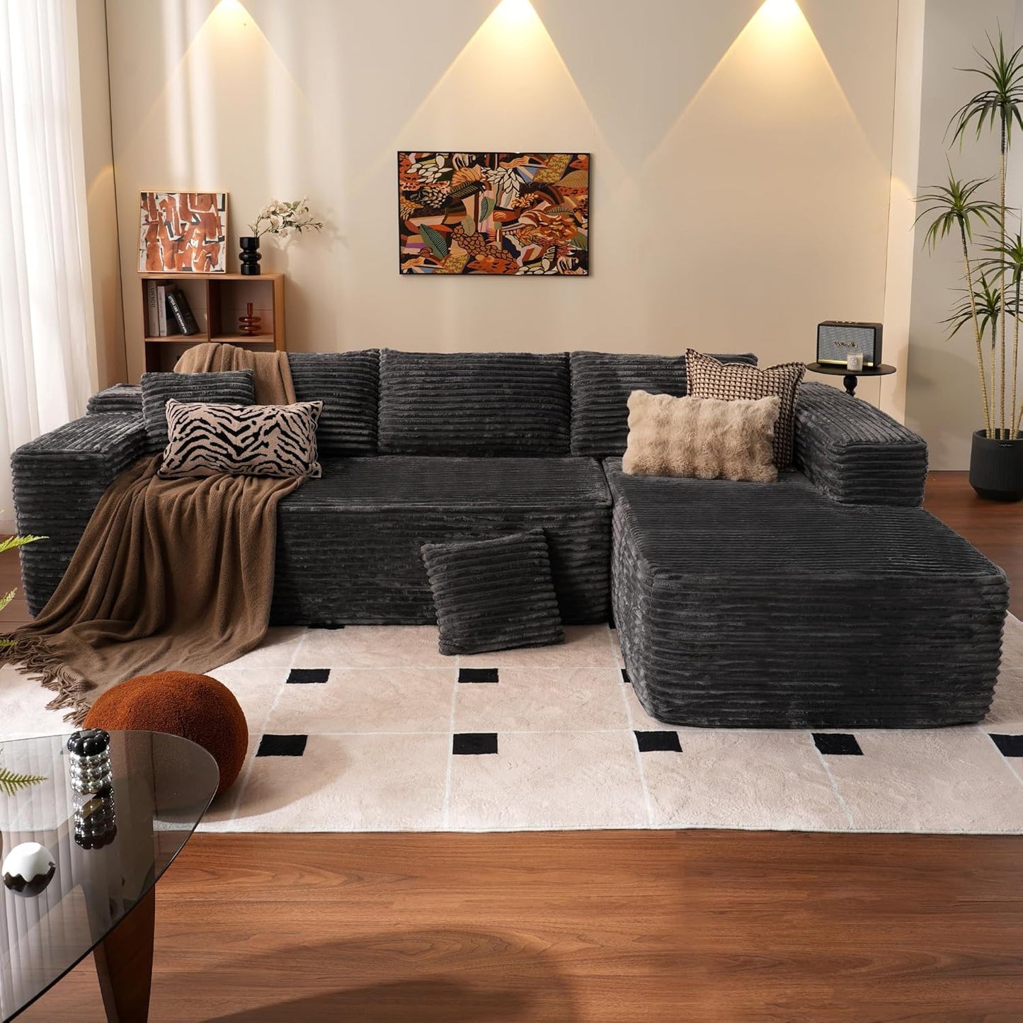 Ovios 104 In. Cloud Sectional Couch With L-Shape Chaise, Modern Modular Sofa With Deep Seat, Upholstered Couches For Living Room Bedroom