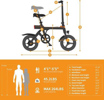 Jasion EB3 Electric Bike Adults 21mph, 500W Peak Motor, 270Wh Battery, Rear Suspension, 3 Levels Assist