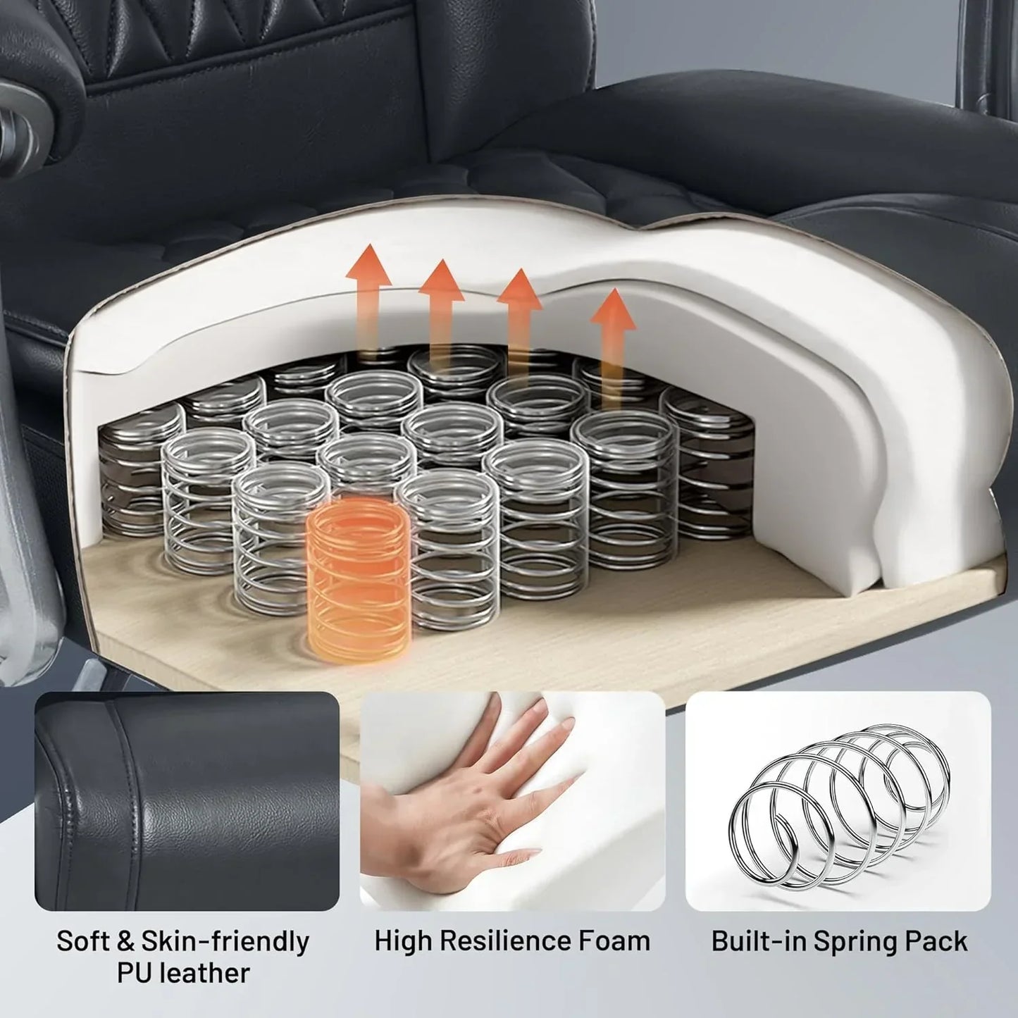 Massage Office Chair With Heating And Footrest Ergonomic Executive Reclining Office Chair