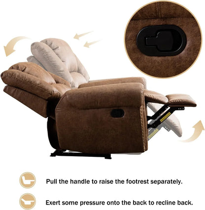 Canmov Leather Recliner Chair, Classic And Traditional Manual Recliner Chair With Comfortable Arms And Back Single Sofa For Living Room, Nut Brown