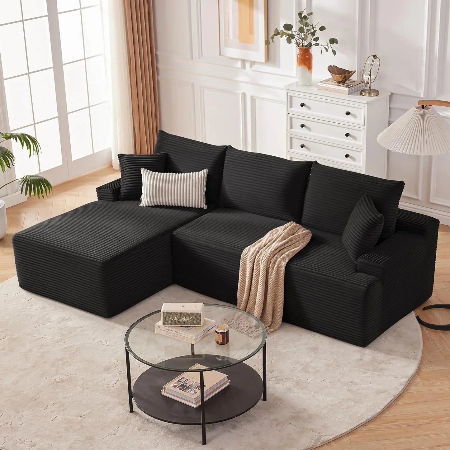 110 Cloud Sectional Couch, Boneless Sofa For Living Room Modular Sectional Sofa With Deep Seat