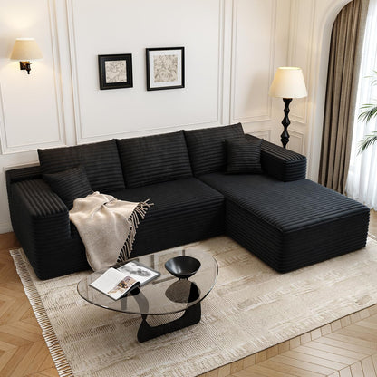 107.5 In. Cloud Modular Sectional Sofa Couch With L-Shape Chaise, Modern Minimalist Upholstered Couches For Living Room Bedroom