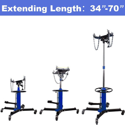 1660 Pounds Hydraulic Car Transmission Jack Vertical Lift With 360 Degree Swivel Wheel Pedal, Blue,33 In.-70 In., 0.75Ton