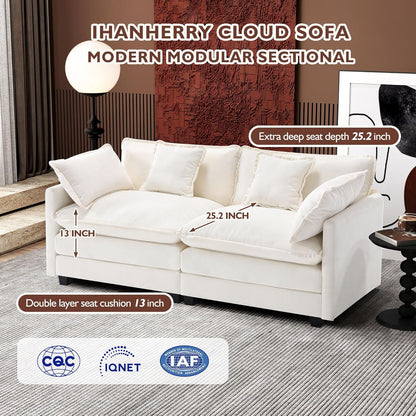 111.4 In. L-Shaped Modern Sofa Modular Cloud Sofa Ottoman 4-Seater Chenille Deep Seat Sofa