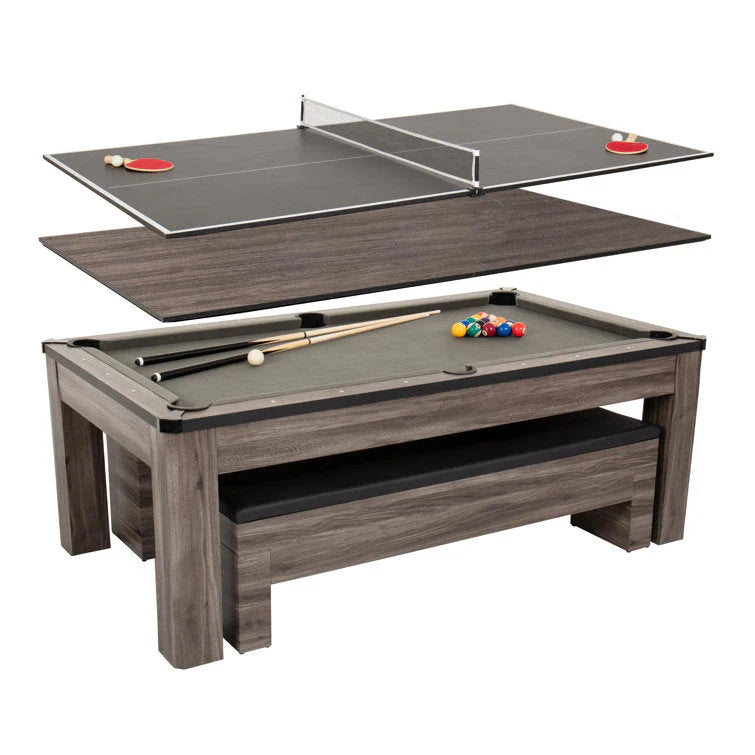 7' 3-in-1 Combination Table Includes Billiards, Table Tennis, And Dining Table