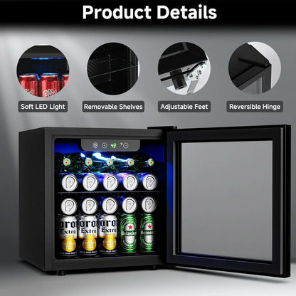 Beverage Refrigerator Cooler- 126 Can Mini Fridge Glass Door For Drinks Soda Beer Wine- Small Refrigerator For Office Bedroom Home Bar