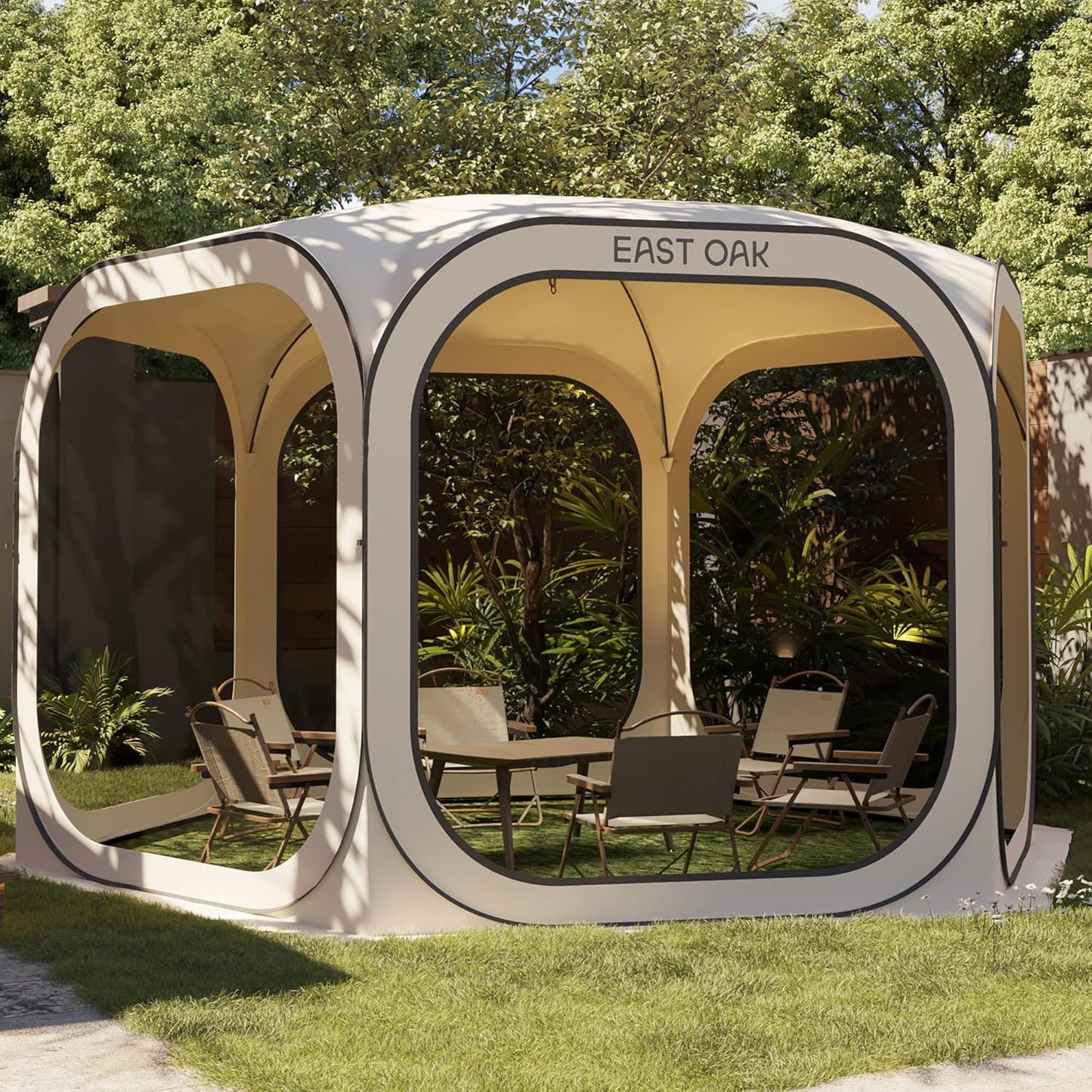 East Oak Screen House Tent Pop-Up, Portable Screen Room Canopy Instant Screen Tent 10 x 10 Ft. With Carry Bag For Patio, Backyard