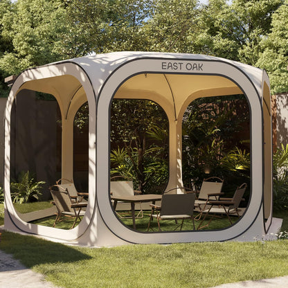 East Oak Screen House Tent Pop-Up, Portable Screen Room Canopy Instant Screen Tent 10 x 10 Ft. With Carry Bag For Patio, Backyard