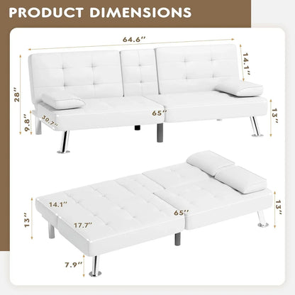 Homall Futon Sofa Bed Leather Futon Couch With Armrests Adjustable Recliner Sleeper Sofa Bed