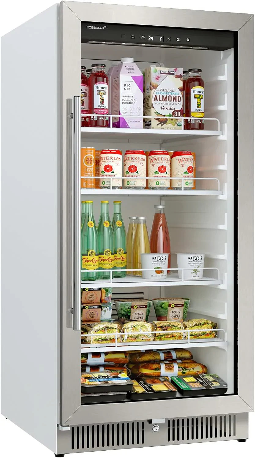 22 In. Wide 10.1 Cu. Ft. Commercial Beverage Merchandiser, Stainless Steel, Temp Alarm, Reversible Door