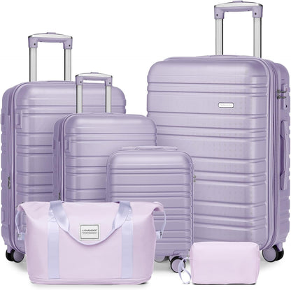 6-piece Luggage Set, Expandable Hardshell Suitcase Set With Spinner Wheels, Lightweight Rolling Luggage Set