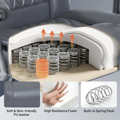 Massage Office Chair With Heating And Footrest Ergonomic Executive Reclining Office Chair