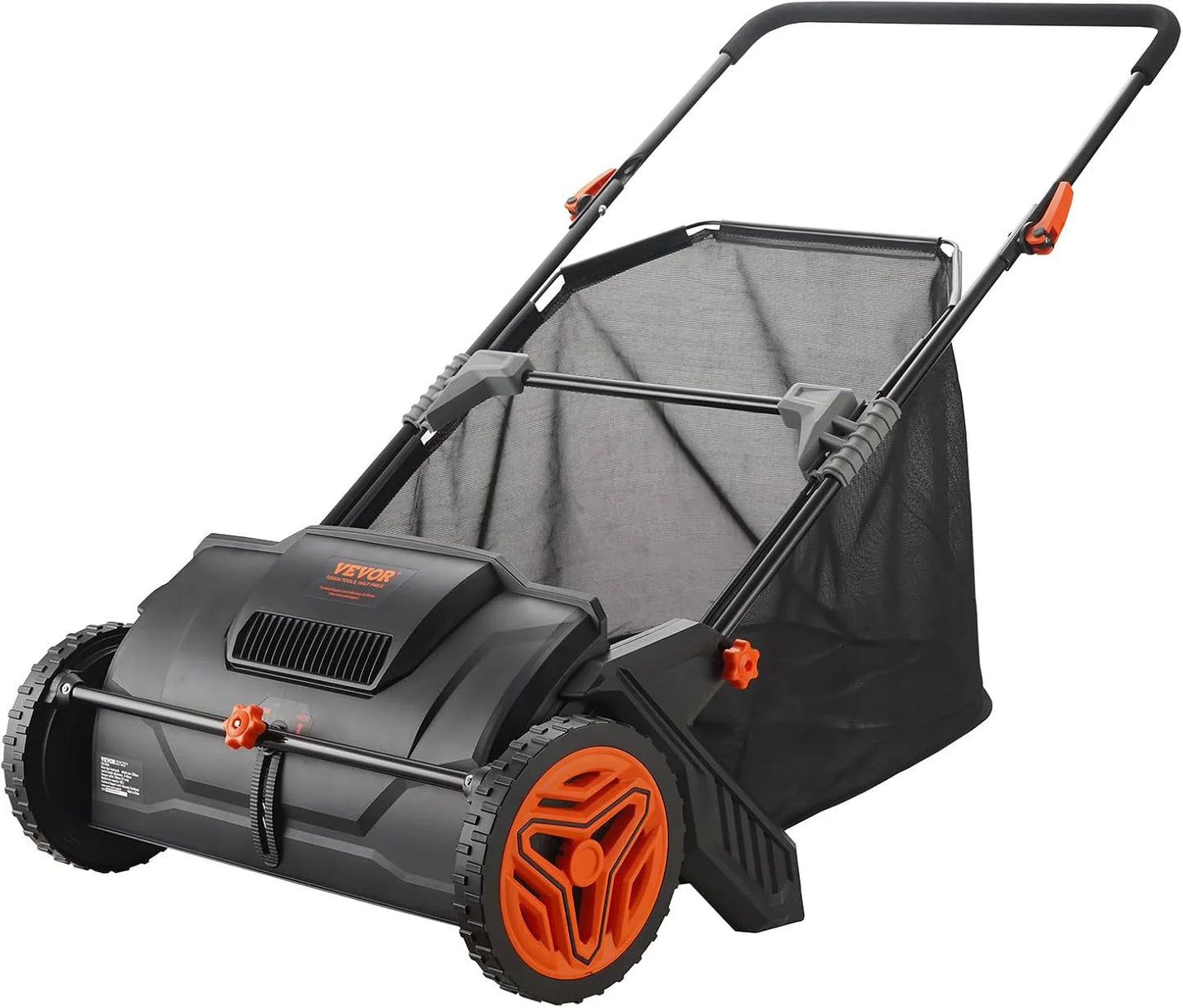 Vevor Push Lawn Sweeper, 26 In. Leaf And Grass Collector, Strong Rubber Wheels