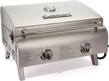 Cuisinart Chef's Style Tabletop Portable Propane Grill, 20,000 BTU Stainless Steel 2-Burner