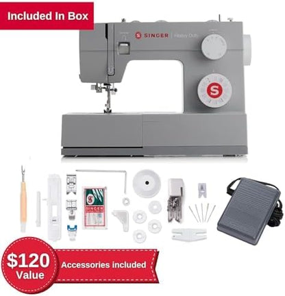 Singer Heavy Duty 4452 High Speed Sewing Machine With Accessory Kit, Strong Motor With Enhanced Piercing Power, 110 Stitch Applications