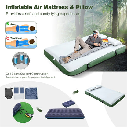 5-in-1 Tent Cot 2-Person Portable Outdoor Camping Tent Combo With Air Mattress Sleeping Bag And Sunshade