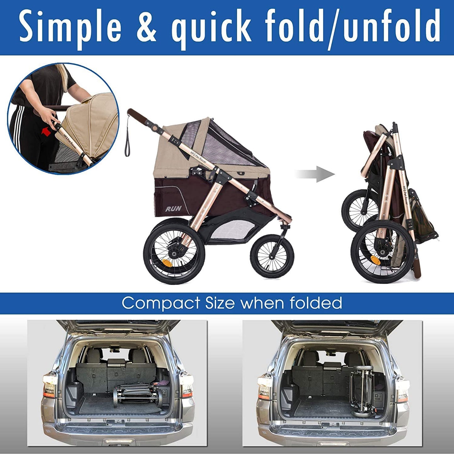 Jogging Sports Stroller With Comfort Rubber Wheels/Zipper-Less Entry/1-Hand Quick Fold/Aluminum Frame For Small/Medium Dogs Cats And Pets, Green Camo