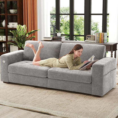 111.4 In. L-Shaped Modern Sofa Modular Cloud Sofa Ottoman 4-Seater Chenille Deep Seat Sofa