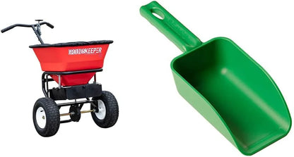 Walk Behind Push Spreader, 100lb Capacity, For Salt, Ice And Snow Melt, Included Grate And Cover With Enclosed Gearbox For Protection