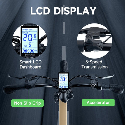 Isinwheel U5-W Electric Bike Adult 500W 20MPH Max Range 45 Plus Mile E Bike 20 In. Folding Bikes 48V Removable Battery Electric Bicycle