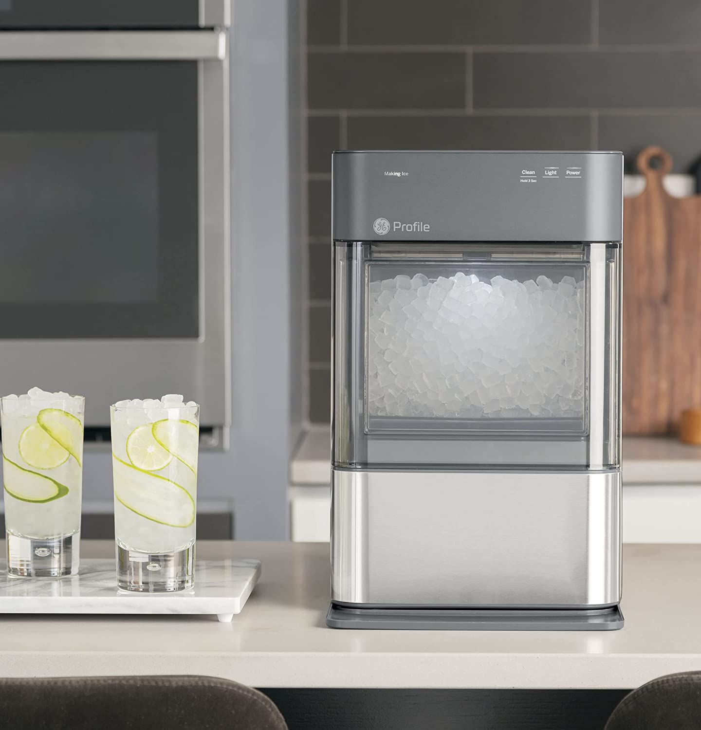 GE Profile Opal 2.0, Countertop Nugget Ice Maker, Ice Machine With WiFi Connectivity, Smart Home Kitchen Essentials, Black Stainless