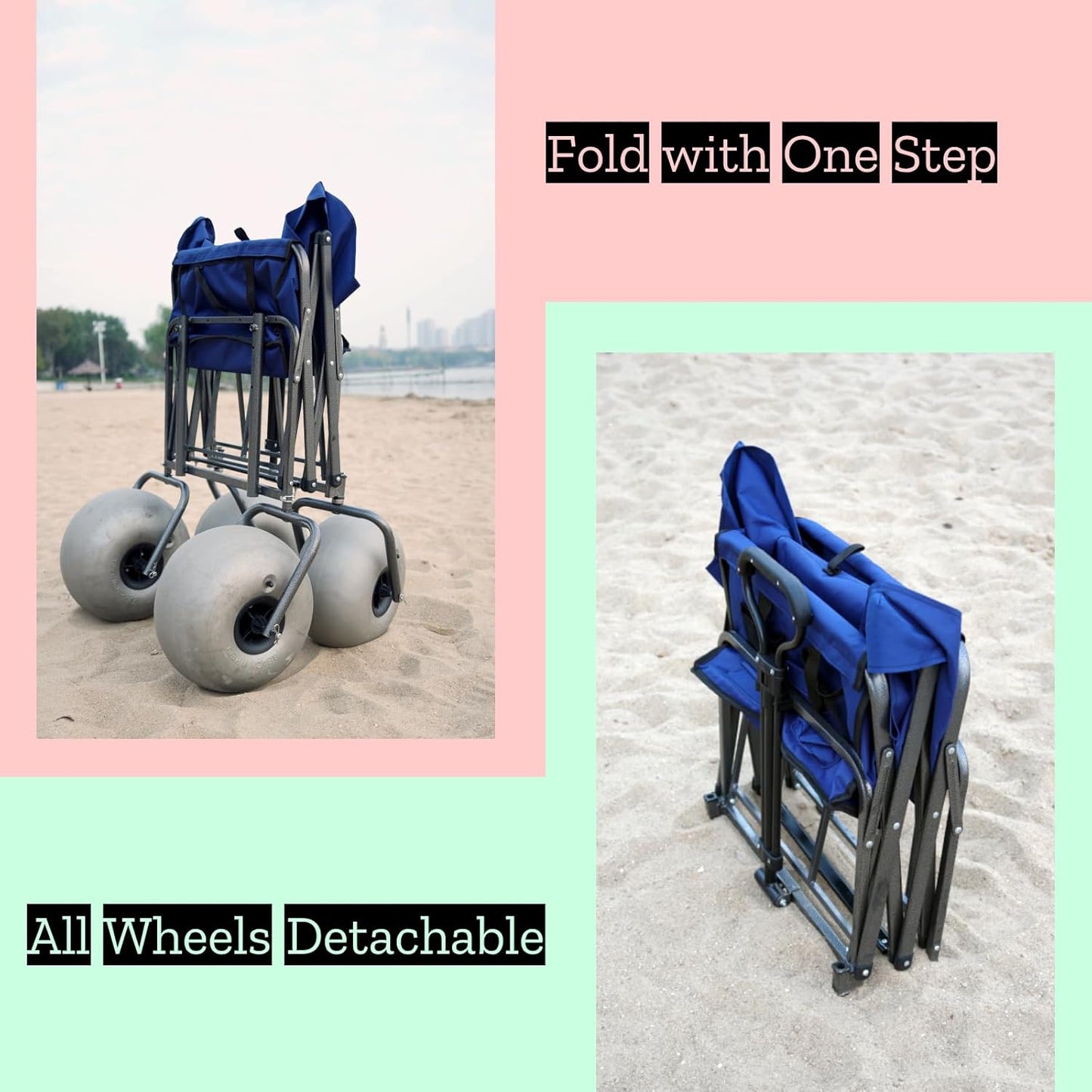 Beach Cart With 13 In. Balloon Wheels, Chair Racks And Pump Included