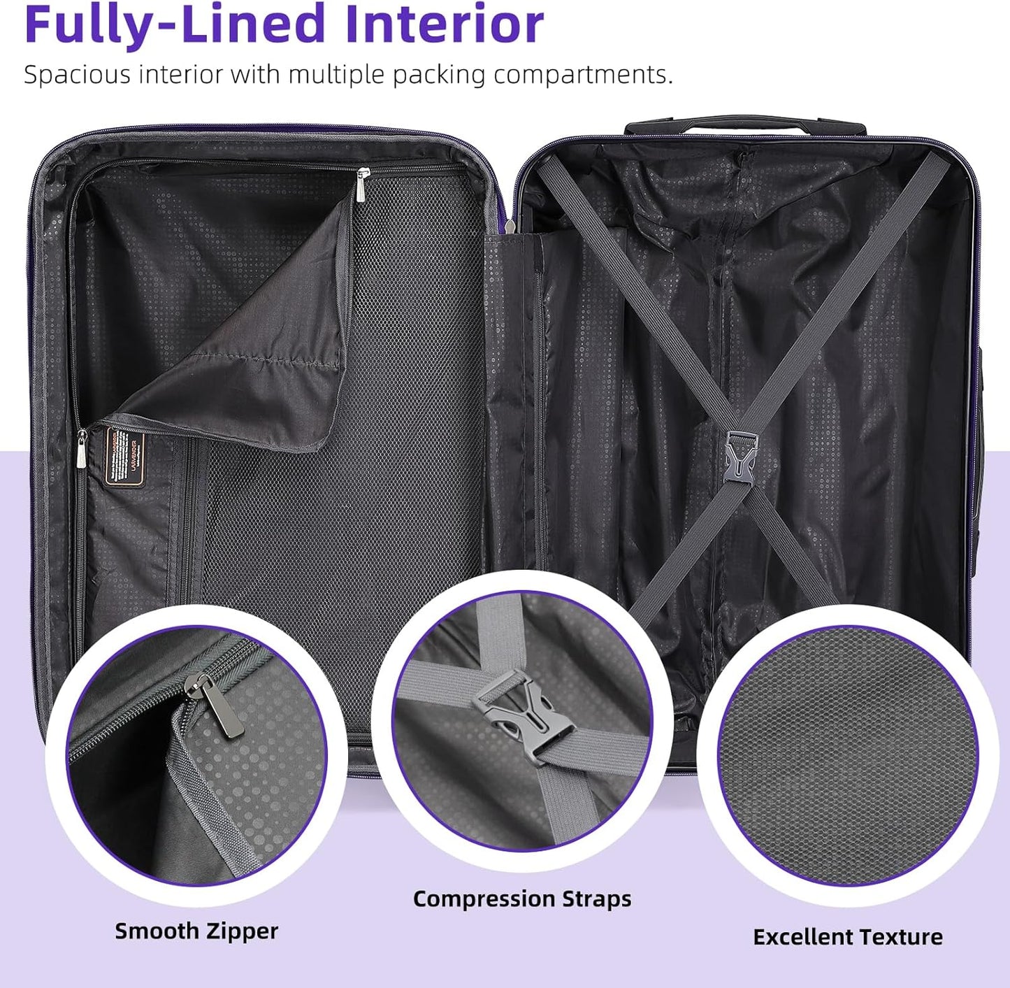 6-piece Luggage Set, Expandable Hardshell Suitcase Set With Spinner Wheels, Lightweight Rolling Luggage Set