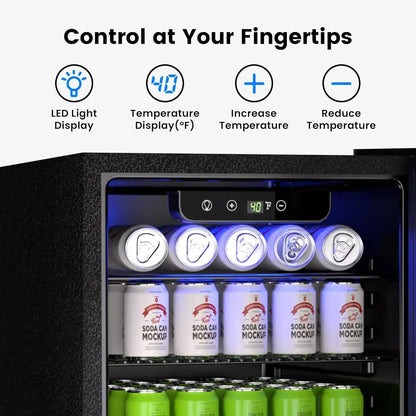 Beverage Refrigerator Cooler 126 Can Mini Fridge Glass Door For Drinks Soda Beer Wine Refrigerator