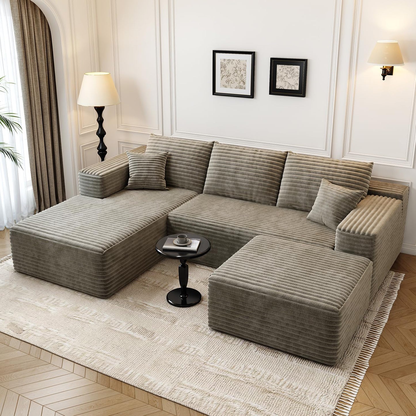 107.5 In. Cloud Modular Sectional Sofa Couch With L-Shape Chaise, Modern Minimalist Upholstered Couches For Living Room Bedroom
