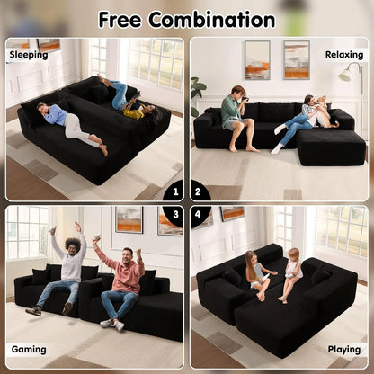 Ovios 104 In. Cloud Sectional Couch With L-Shape Chaise, Modern Modular Sofa With Deep Seat, Upholstered Couches For Living Room Bedroom