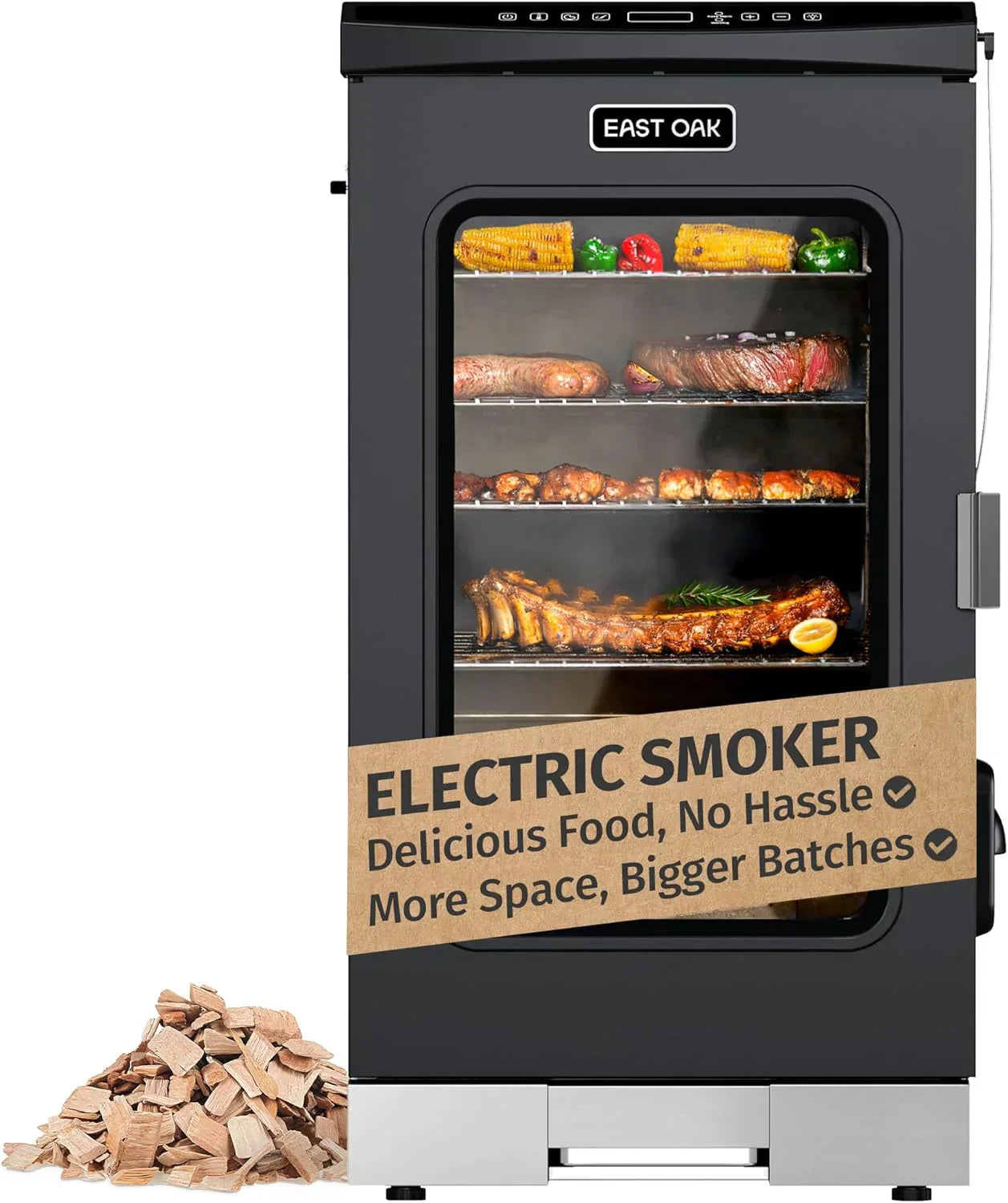 East Oak 30 In. Outdoor Electric Smoker Built-In Meat Probe Smokes Up To 6 Times Longer