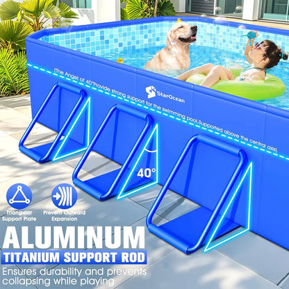 Foldable Pool, Large Non-Inflatable Swimming Pool For Kids, Adult Collapsible Pools Hard Plastic Shell, Oversized Thickened