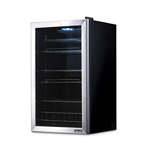 Beverage Refrigerator Cooler, 126 Cans Free Standing With Right Hinge Glass Door