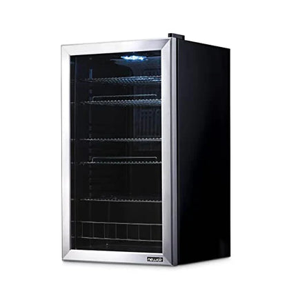 Beverage Refrigerator Cooler, 126 Cans Free Standing With Right Hinge Glass Door