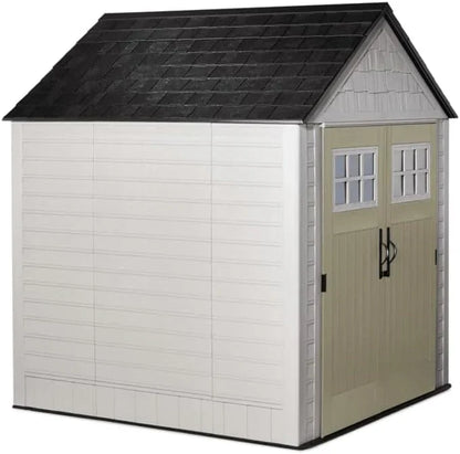 Rubbermaid Resin Outdoor Storage Shed With Floor Weather Resistant Gray Organization For Home