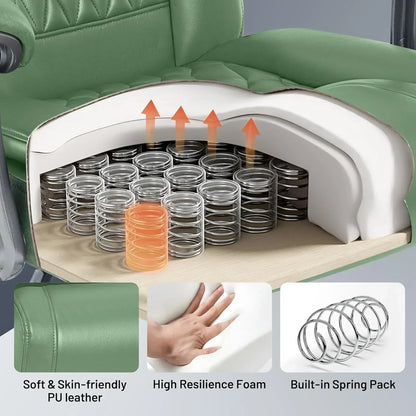 Massage Office Chair With Heating And Footrest Ergonomic Executive Reclining Office Chair