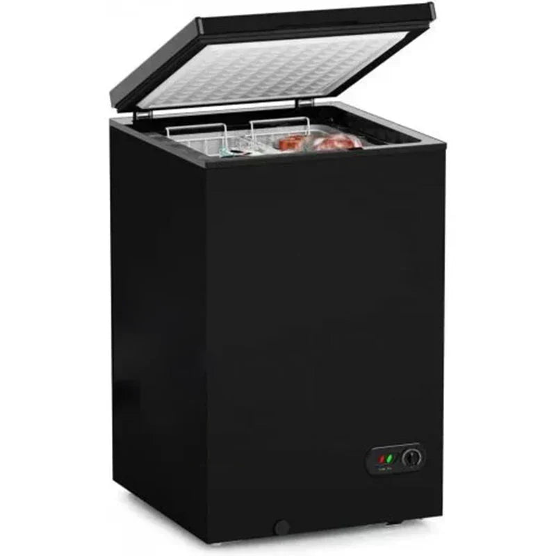 Chest Freezer, 3.5 Cu. Ft. With 2 Removable Baskets, Reach In Freezer Chest, Quiet Compact Freezer, 7 Temperature Settings, Black