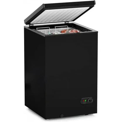 Chest Freezer, 3.5 Cu. Ft. With 2 Removable Baskets, Reach In Freezer Chest, Quiet Compact Freezer, 7 Temperature Settings, Black