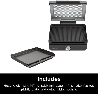 Ninja Griddle And Indoor Grill, 14锟 Electric Grill, For Steak, Burgers, Salmon, Veggies, And More, Pancake Griddle, Nonstick, Dishwasher Safe