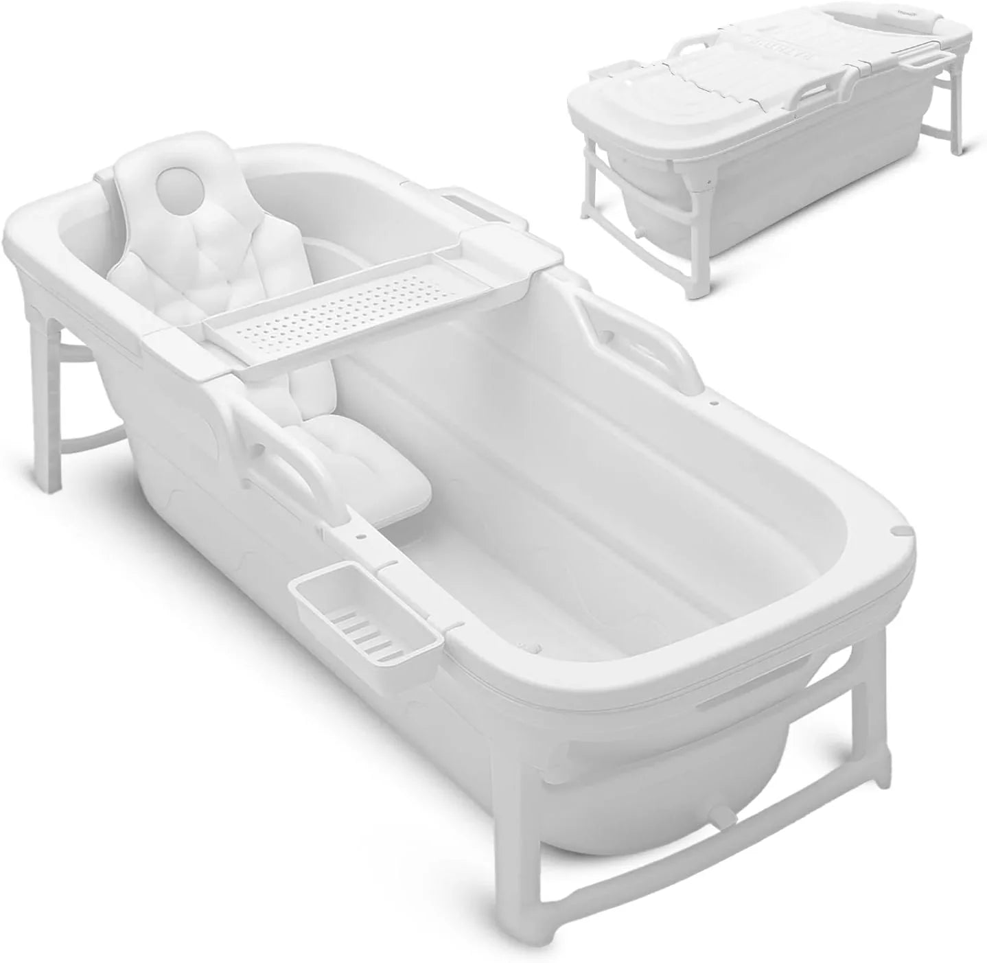 Serenelife 59 In. Portable Bathtub For Adults Large Foldable Ice Bath Tub Hot Spa Soaking Tub