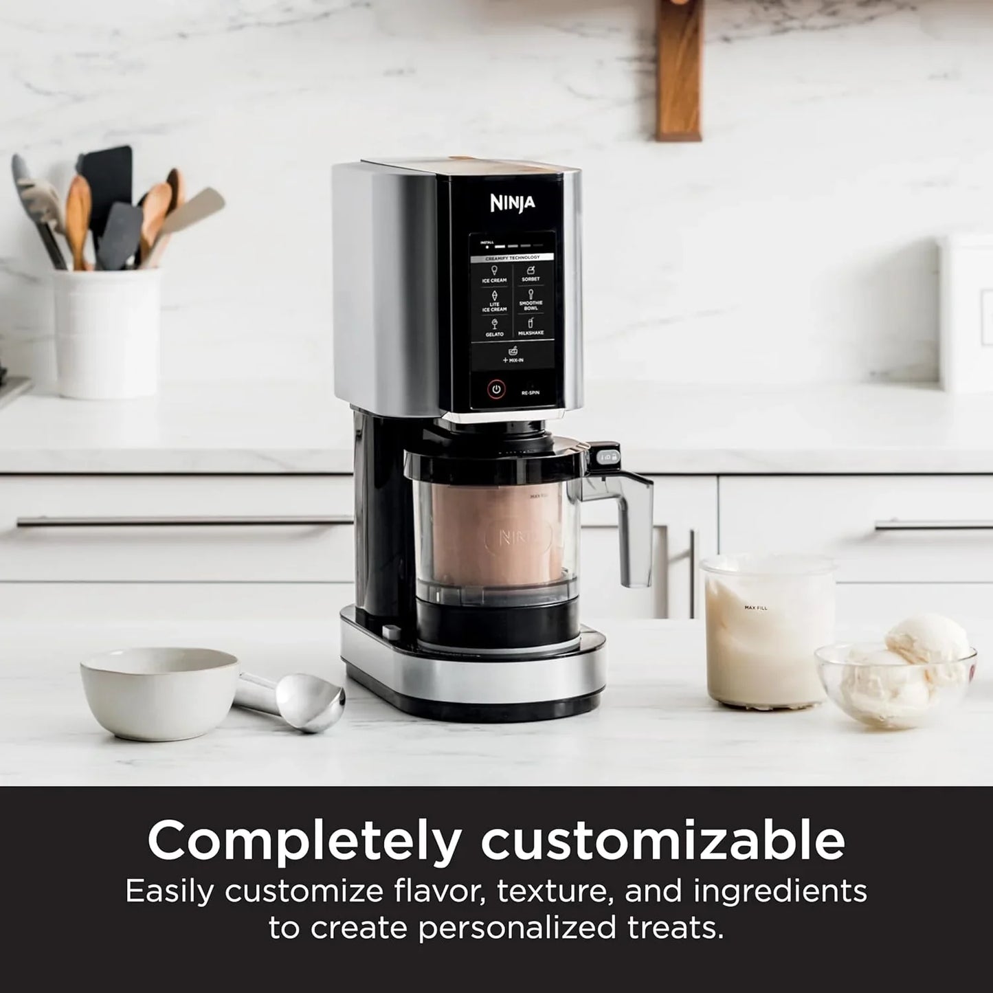 Ninja NC301 CREAMi Ice Cream Maker, For Gelato, Mix-Ins, Milkshakes, Sorbet, Smoothie Bowls And More, 7 One-Touch Programs, With