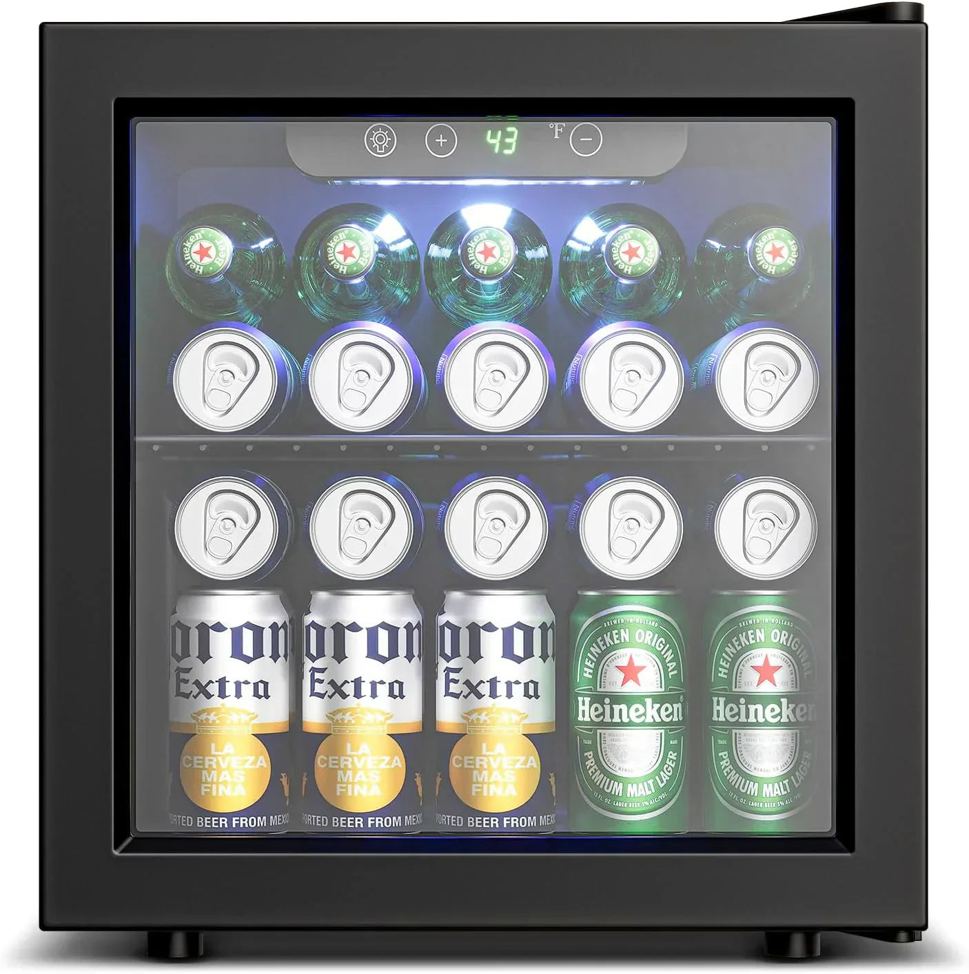 Beverage Refrigerator Cooler 126 Can Mini Fridge Glass Door For Drinks Soda Beer Wine Refrigerator