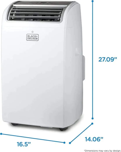 Black Plus Decker Air Conditioner, 14,000 BTU Air Conditioner Portable For Room Up To 700 Sq. Ft. With Remote Control, White